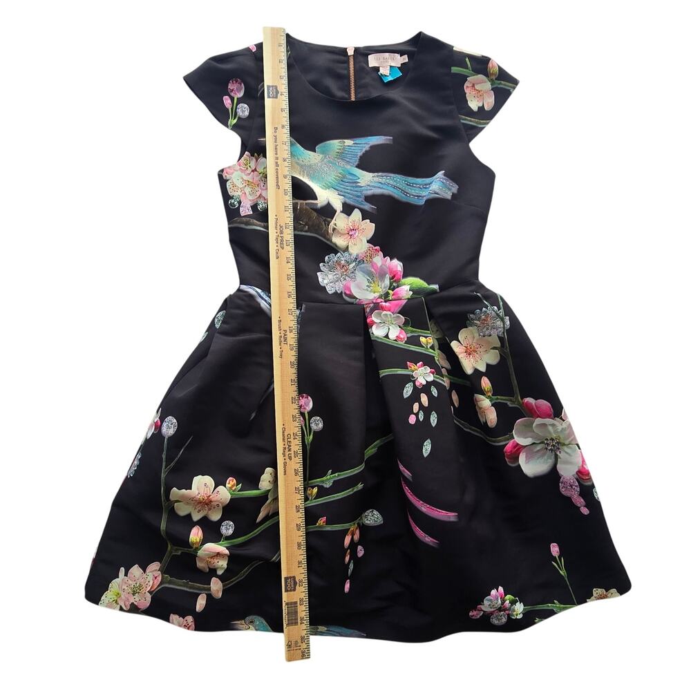 Ted Baker Womens Black Floral & Bird Fit & Flare Zaldana Dress w/Pockets | 2 - Picture 7 of 14